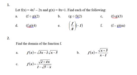 Solved 1 Let F X 4x2 2x And G X 8x 1 Find Each Of