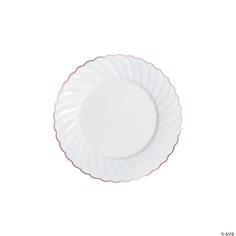 Premium White Plastic Dessert Plates With Rose Gold Edge 25 Ct