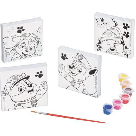 PAW Patrol Color Your Own Canvas Kit, 4pc | Party City