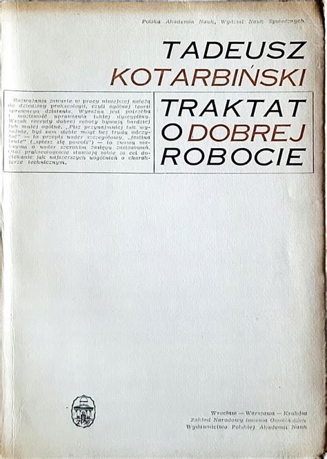 Traktat o Dobrej Kotarbiński Niska cena na Allegro pl