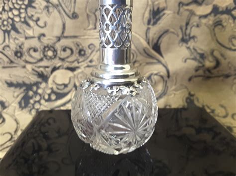 Sterling Silver Perfume Bottle Birmingham Dated 1899 Cut Glass Bottle