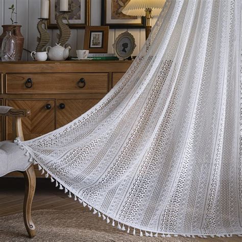 Sutuo Home Rideaux Blancs En Dentelle Au Crochet Semi Transparents