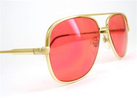 Vintage 70s Rose Lens Aviator Sunglasses By Vintage50seyewear