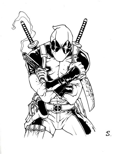 Deadpool Black And White By On