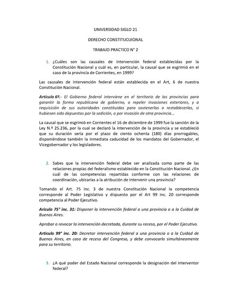 TP 2 Derecho Constitucional UNIVERSIDAD SIGLO 21 DERECHO