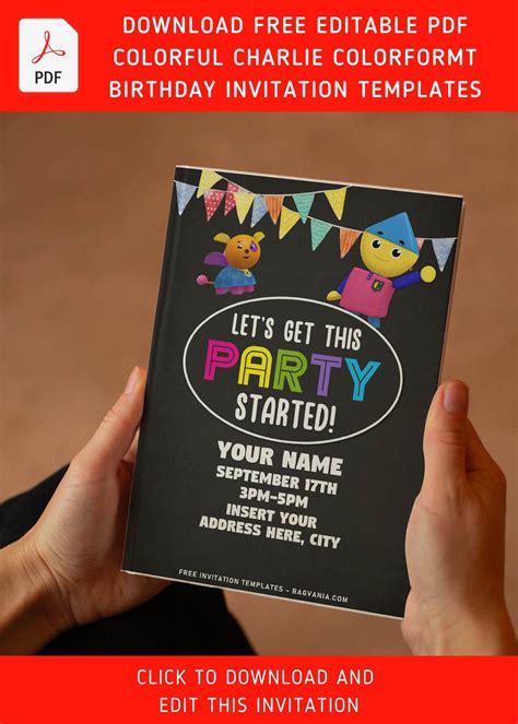 Free editable pdf rainbow chalkboard charlie colorform city birthday invitation templates – Artofit