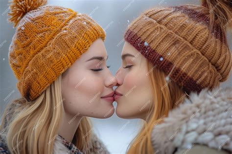 Premium Photo Close Up Lesbian Couple Kissing