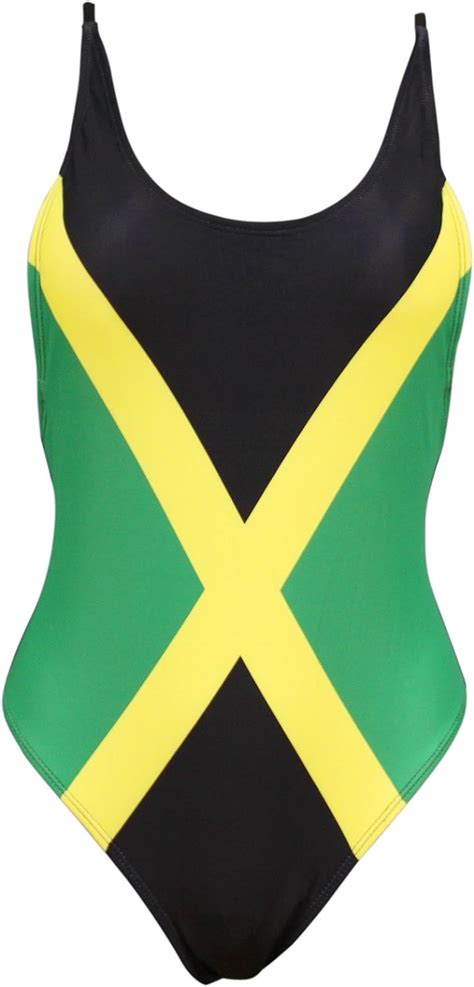 Womens Fashion One Piece Thong Bathing Suit Caribbean Jamaica Flag