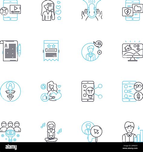 Content Experience Linear Icons Set Engagement Storytelling