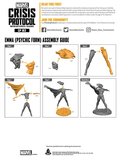 ATOMIC MASS GAMES MARVEL CRISIS PROTOCOL MINIATURES GAME EMMA FROST AND