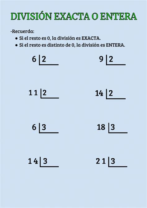 Divisi N Exacta O Entera Worksheet Divisi N Fichas Divisiones De