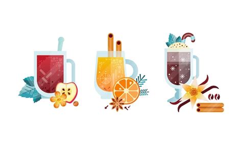 Premium Vector Hot Drinks Collection Glass Transparent Mugs Of Herbal Tea And Coffee Vector