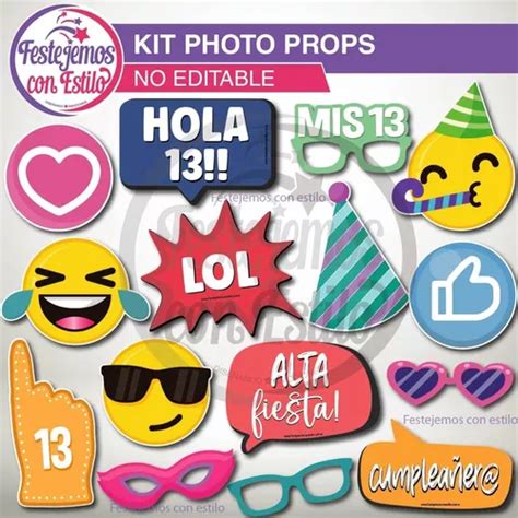 Photo Props Imprimible Carteles Fotos Cumple 13 Años Unisex