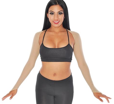 Light Nude Long Sleeve Mesh Shrug With Finger Loops