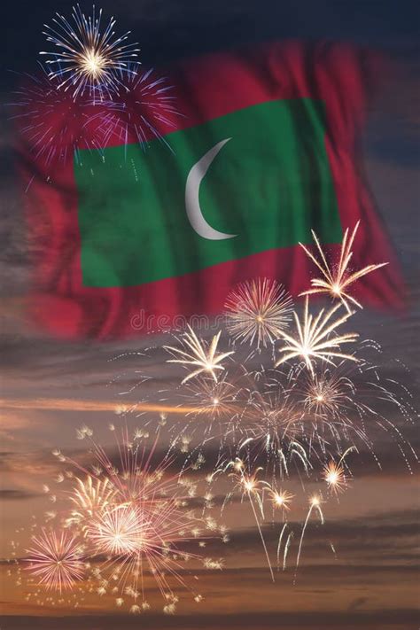 Fireworks and Flag of Maldives Stock Image - Image of design, maldives ...