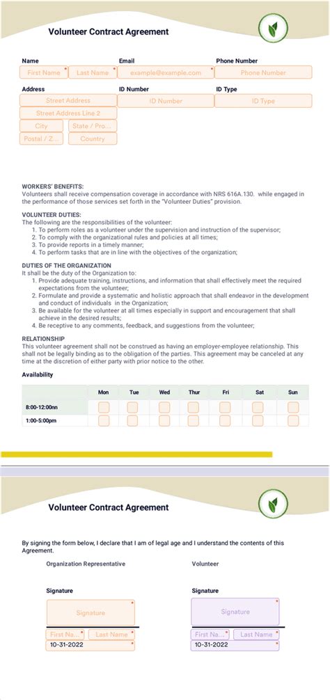 Volunteer Agreement Template