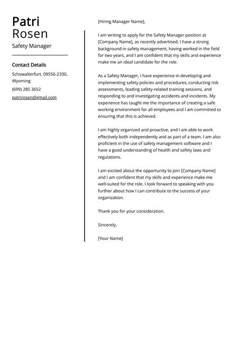 Safety Manager Cover Letter Examples Template Tips