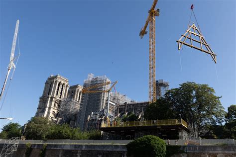 Resurrection Of Notre Dame Continues In Paris As Huge Oaks Raised Into Place