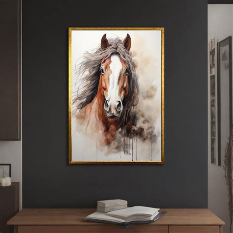 Horse Canvas Painting Brown Horse Canvas Wall Artanimal Wall Art