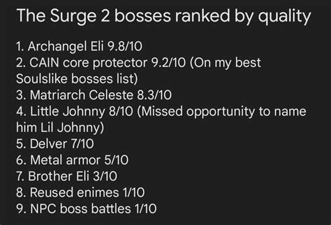 The Surge 2 bosses ranked : r/thesurgegame