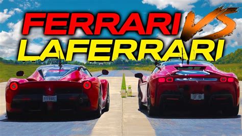 Drag Race Ferrari Sf90 Takes On Laferrari And Bugatti Chiron Youtube