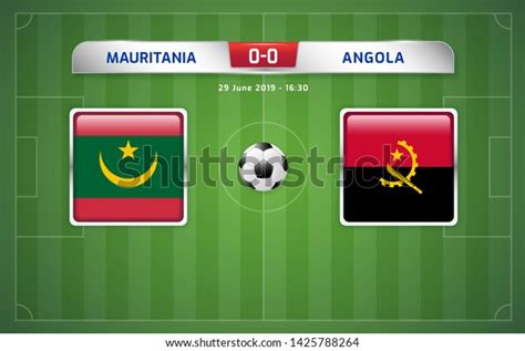 Mauritania Vs Angola Scoreboard Broadcast Template Stock Vector