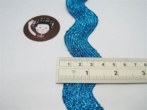 Yards Aqua Blue Jumbo Metallic Rick Rack Trim Metallic Rick Etsy