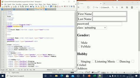 Html Part 16 Form Part D Form Design By Table Tag And Use Fieldset