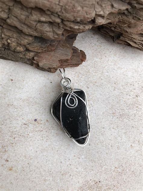 Apache Tears Wire Wrapped Pendant Sterling Silver Apache Tears Are