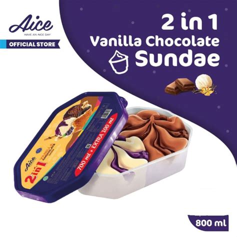 Jual Aice Es Krim Vanilla Coklat Sundae 800 Ml 1 Box Isi 9 Pcs