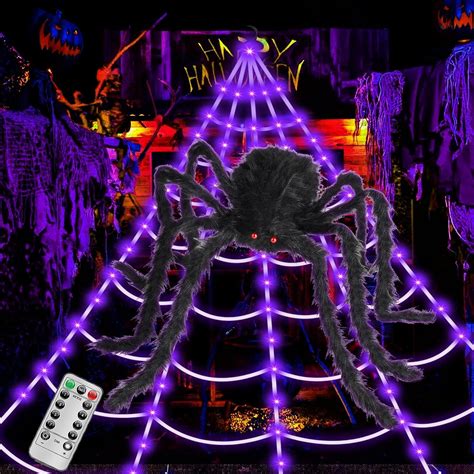 Brighter Spider Webs Halloween Decorations Lights Purple Led Light