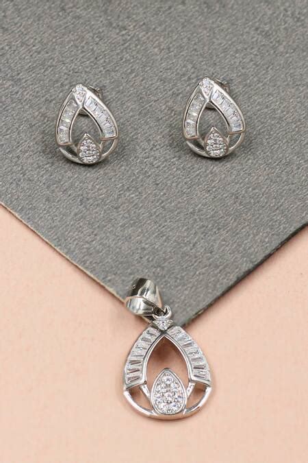 Buy Silver Plated Cubic Zirconia Tear Drop Embellished Pendant With