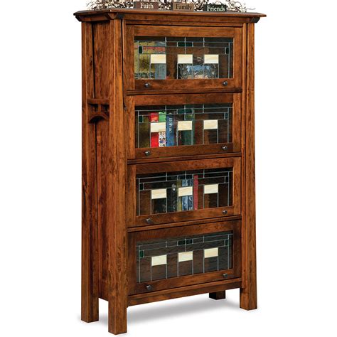 Artesa Leaded Glass Barrister Amish Bookcase Handmade Cabinfield