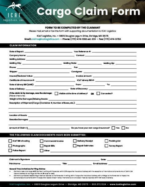 Cargo Claim Form Template At Templatecom Templates Form Cargo