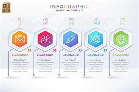 Infograf A Vector Dise O De Negocios Iconos Hexagonales Plantilla