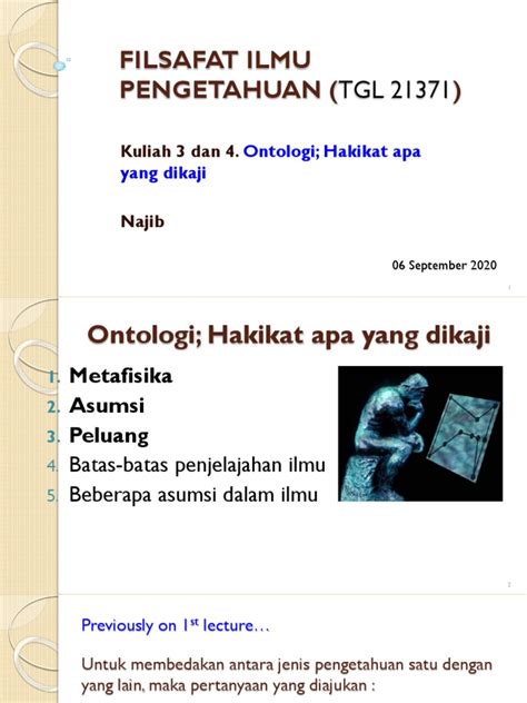 Kuliah 3 Fip Ontologi Hakikat Apa Yang Dikaji Pdf