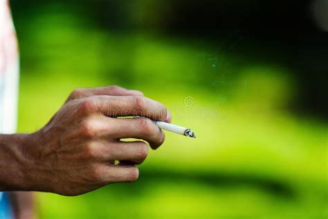 Cigarette In Hand Man Stock Photo Image Of Breaking 156018156