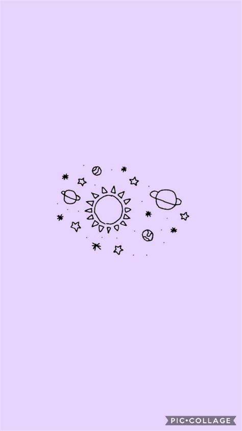 The Sun And Planets Are Drawn In Black Ink On A Light Purple Background