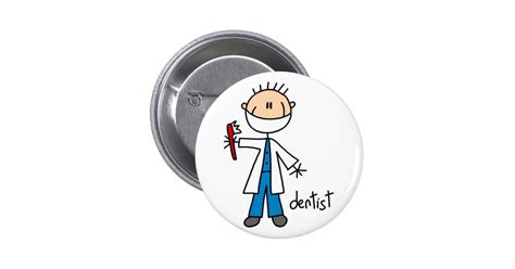 Dentist Stick Figure Button Zazzle