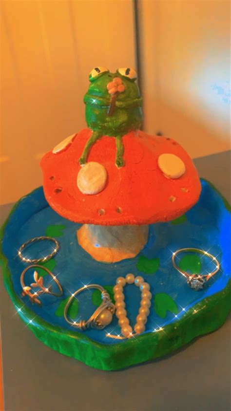 Frog Jewelry Holder In Diy Clay Crafts Clay Jewellery Holder