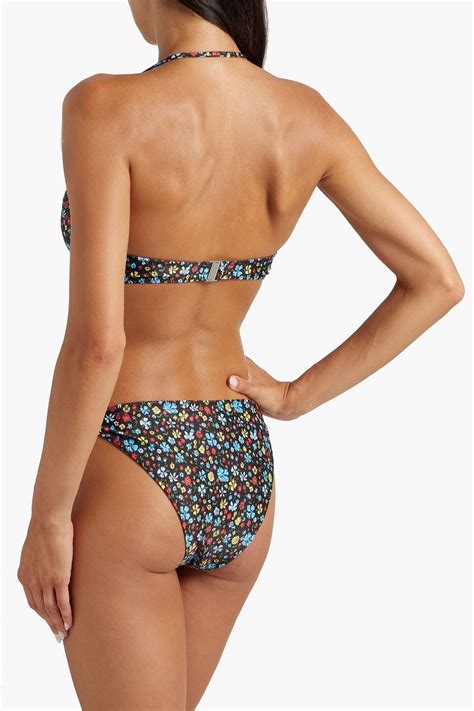 GANNI Floral Print Triangle Bikini Top THE OUTNET