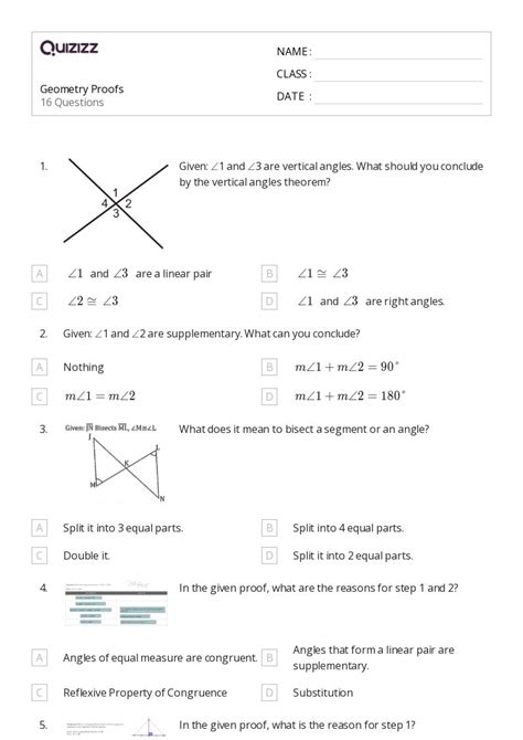 Geometry Proof Practice Worksheets Library