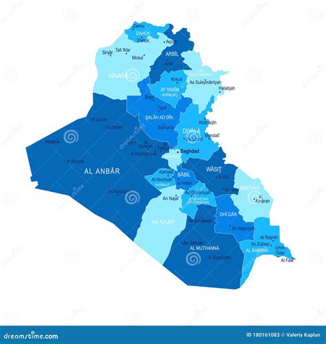 Iraq Map. Cities, Regions. Vector Stock Illustration - Illustration of ...