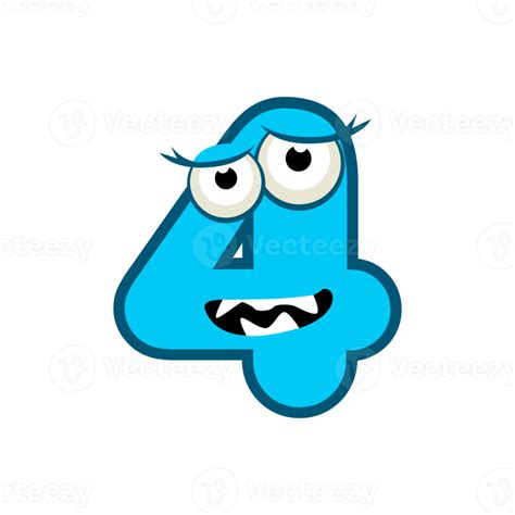 Cartoon Character Number Four Monster, numerical 4 11153372 PNG