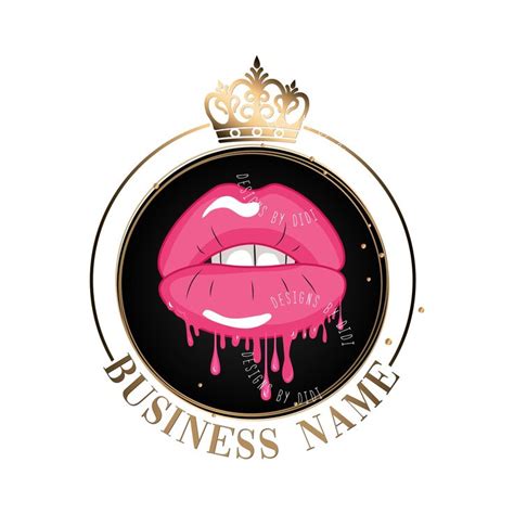 Custom Logo Dripping Lips Logo Hot Pink Gold Lips Logo Lips Etsy