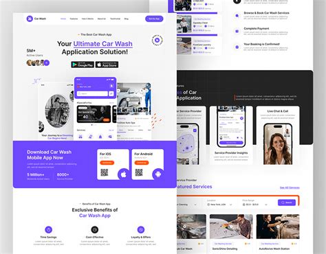 Car Wash App Landing Page Figma App Website Ui On Behance