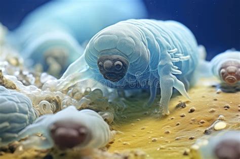 Microscope View of a Tardigrade and Some Bacterias Extreme Closeup ...