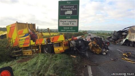 A1 Closed For Up To 24 Hours After Lorry Crash Bbc News