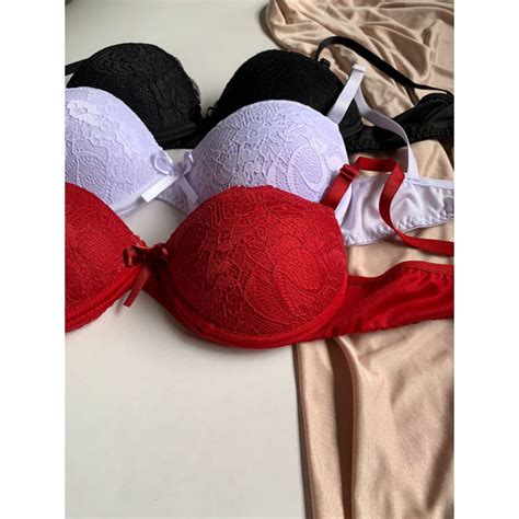 Kit 2 Sutiãs de Renda Bojo Lingerie Luxo Soutien Feminino Sutiã Regulável Reforçado
