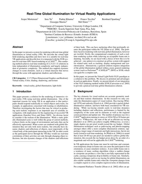 (PDF) Real-Time Global Illumination for VR Applications